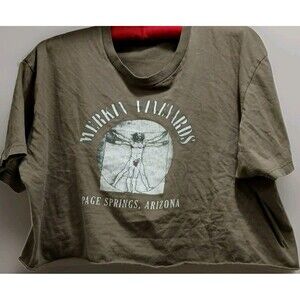 Vintage Merkin Vineyards Crop Top Womens XL Olive Green Da Vinci AZ Tool Maynard